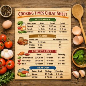 Cooking Times Chart Cheat Sheet